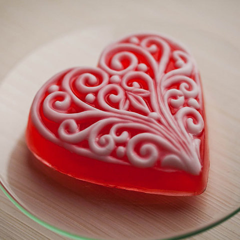 Мыло Сердце с орнаментом. Пластиковая форма