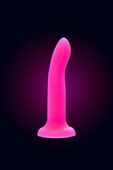 Ярко-розовый, светящийся в темноте фаллоимитатор Bucky Glow - 14 см. - 