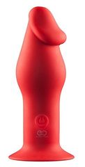 Красный силиконовый анальный вибромассажер  - 12,7 см. - 