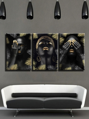 Модульная картина "трио девушек в золоте"