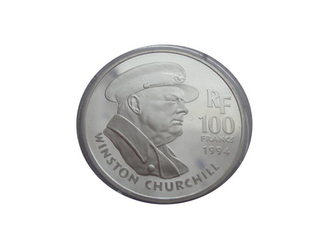 Франция 100 франков 1994 Уистон Черчиль 50 лет освобождение Франции Вторая мировая война СЕРЕБРО
