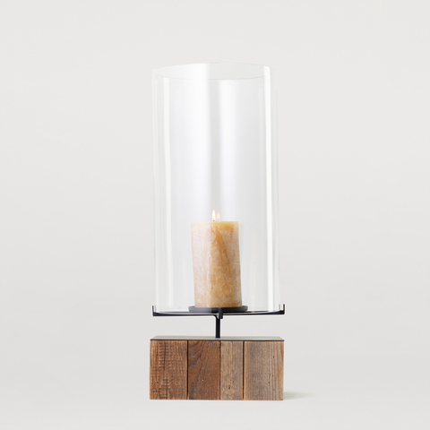 ПОДСВЕЧНИК НА ДЕРЕВЯННОЙ ОСНОВЕ HURRICANE ROUND ON BASE