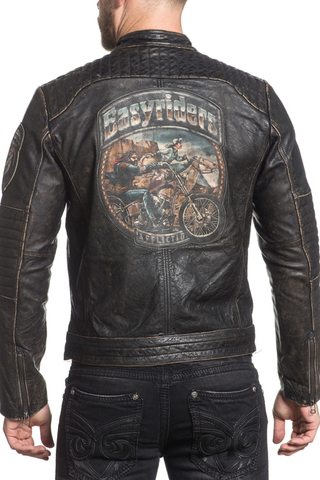 Afflction | Куртка кожаная мужская Ghost Rider 110OW208 спина