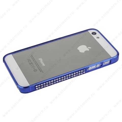 Бампер пластиковый для iPhone SE/ 5s/ 5C/ 5 со стразами синий
