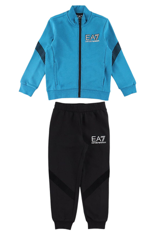 Детский теннисный костюм EA7 Boys Jersey Tracksuit - ocean/black