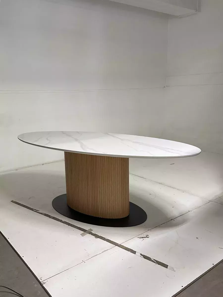 Стол CARY 220 цвет БЕЛЫЙ МРАМОР M326/ Каркас OAK, DISAUR