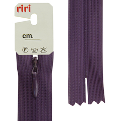 Молния потайная неразъемная (пластик) (Riri, Ткань/пластик, Баклажановая темная тесьма 30689, 18)