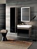 Высокий шкафчик Geberit Citterio с одной дверью: B=40см, H=160см, T=37.1см, черный / глянцевое стекло, темный дуб / меламин, структура дерева