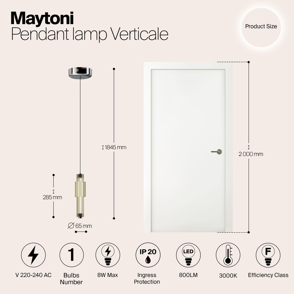 Подвесной светодиодный светильник Maytoni Verticale MOD308PL-L9CG3K