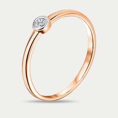 Женское кольцо из розового золота 585 пробы с фианитами (арт. 006851-1102)