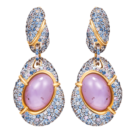 Серьги с Халцедонами и Сапфирами, E0057-0/7