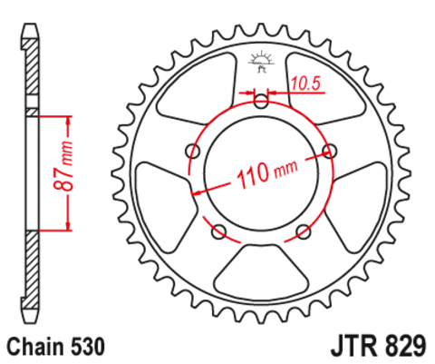 14601-45 звезда задняя (ведомая) стальная , 530, AFAM (JTR829.45)