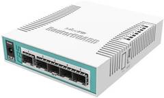 MikroTik Cloud Router Switch 106-1C-5S with QCA8511 400MHz CPU, 128MB RAM, 1x Combo port (Gigabit Ethernet or SFP), 5 x SFP cages, RouterOS L5, desktop case, PSU