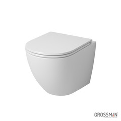 Унитаз подвесной Grossman GR-4455S (490*360*350) (безободковый, с тонким сиденьем)