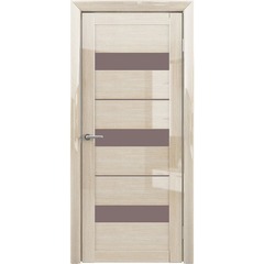 Купить Межкомнатная глянцевая дверь Прага мокко стекло бронза матовое