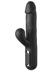 Черный силиконовый вибратор-кролик Sonix Silicone Thruster - 22 см. - 