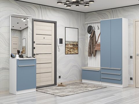 Прихожая Стиль-04 Silky Blue Белый