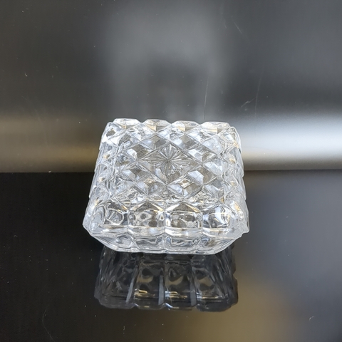 Шкатулка, икорница стекло винтаж, геометрический орнамент, винтаж СССР 1970-1990 гг.