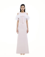 Платье Roseline (Розалин) с боа розовое