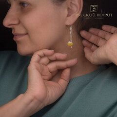 Серьги-протяжки Luna. Серебро, медовый нефрит.