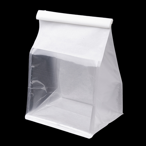 Пакет с прямоугольным дном 15*19*12 см с окном и зажимом, белый