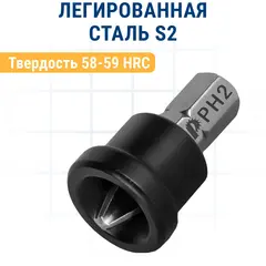 Бита отверточная ПРАКТИКА Профи PH-2 х 25мм для гипрока, с ограничителем (2 шт) (031-228)