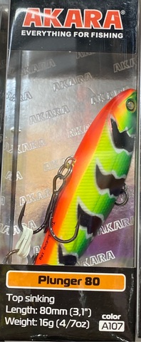 Воблер Akara раттлин Plunger 80 мм 16 гр. (4/7 oz 3,1 in) A107