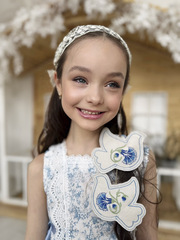 Голубки-васильки с сердечками. Пара. Подвеска из фетра NYF-261128-2-Midi