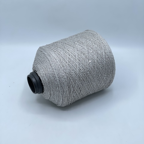 Бобинная пряжа, Linette Pailletes, 450м, 80% Лен, 20% Полиэстер(пайетка), Светло-серый+пайетка. 39429