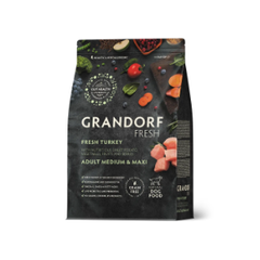Сухой корм GRANDORF FRESH DOG Turkey MED&MAXI индейка с бататом для взрослых собак средних и крупных пород, диетическая формула для особо аллергичных собак 3кг