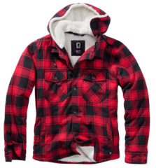 Brandit LUMBER JACKET HOODED red/black