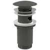 Alcaplast A392-GM-P Донный клапан сифона для умывальника CLICK/CLACK 5/4", цельнометаллический с переливом и большой заглушкой, GUN METAL-глянец