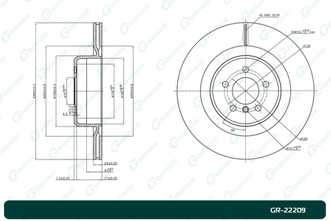 Диск тормозной G-brake  GR-22209