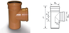 Тройник для дренажных труб d=160х160мм 90 градусов