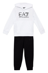 Детский теннисный костюм EA7 Boys Jersey Tracksuit - white/black