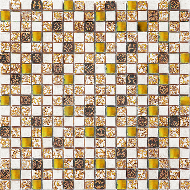 BDC-1503 Мозаика из стекло травертин агломерат Natural Inka золотой бежевый квадрат