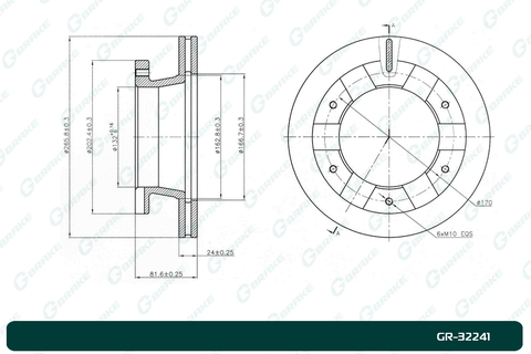 Диск тормозной вентилируемый G-brake  GR-32241