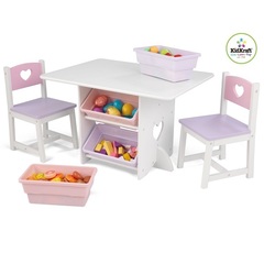 Набор детской мебели "Heart"(стол+2 стула+4 ящика)