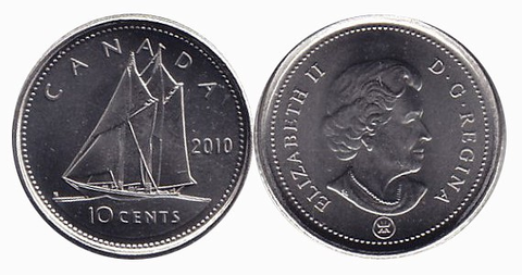 Канада. 10 центов. 2010. Парусник. UNC