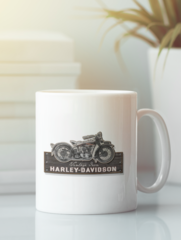 Кружка с рисунком Harley-Davidson (Харли-Дэвидсон) белая 001