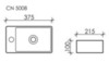 Умывальник подвесной прямоугольный (отверстие под смеситель L) Element 375*215*100мм Ceramica Nova CN5008
