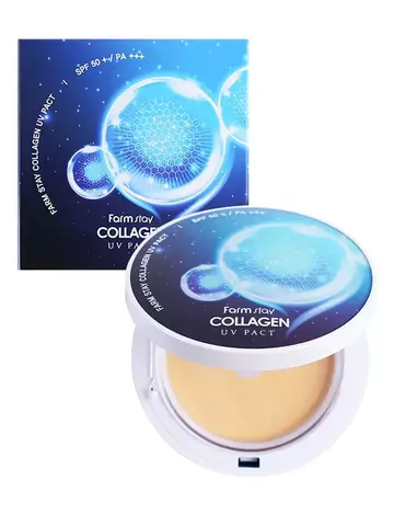 Farmstay Collagen UV Pact  #21 Beige Компактная пудра с коллагеном SPF 50+/Pa+++ со сменным блоком