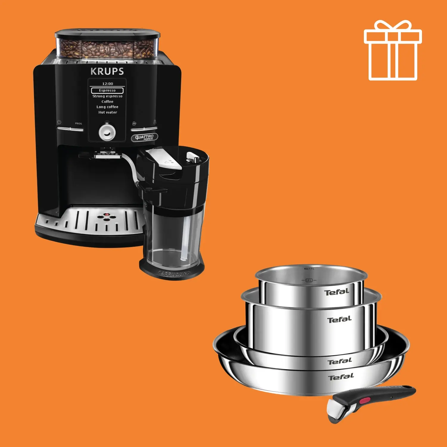 

Автоматическая кофемашина KRUPS EA829810 + Набор посуды Ingenio Emotion из 5 предметов L897S574 в подарок