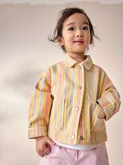 Куртка джинсовая для девочки Next AL1-589, Бежевый, Розовый, Синий