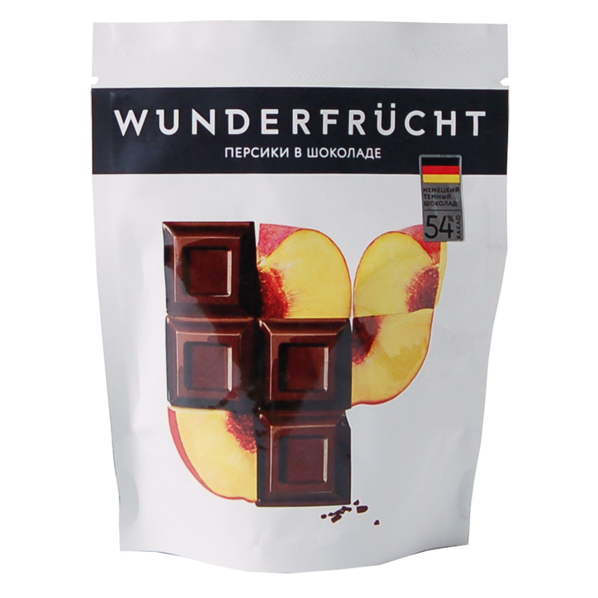 WunderFrucht Конфеты Персик в темном шоколаде 54% 75 г