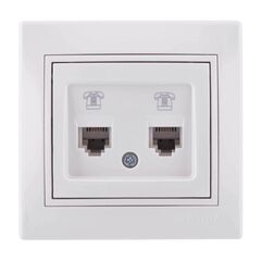 LESYA 705 0202 138 Розетка телефонная двойная евро  белый с белой вставкой (10шт)120шт