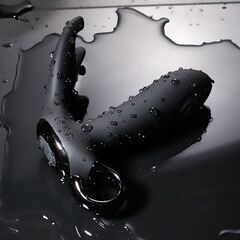 Черный вибромассажер простаты с эффектом маятника и пультом ДУ - 16 см. - 