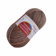 Пряжа "Подмосковная меланж", 50% шерсть, 50% акрил, 100гр-250м, коричневый меланж