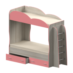 Кровать детская двухъярусная Индиго, светло-розовая