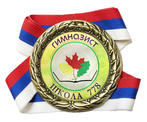 Медаль индивидуальная гимназист с номером (листья и книга)